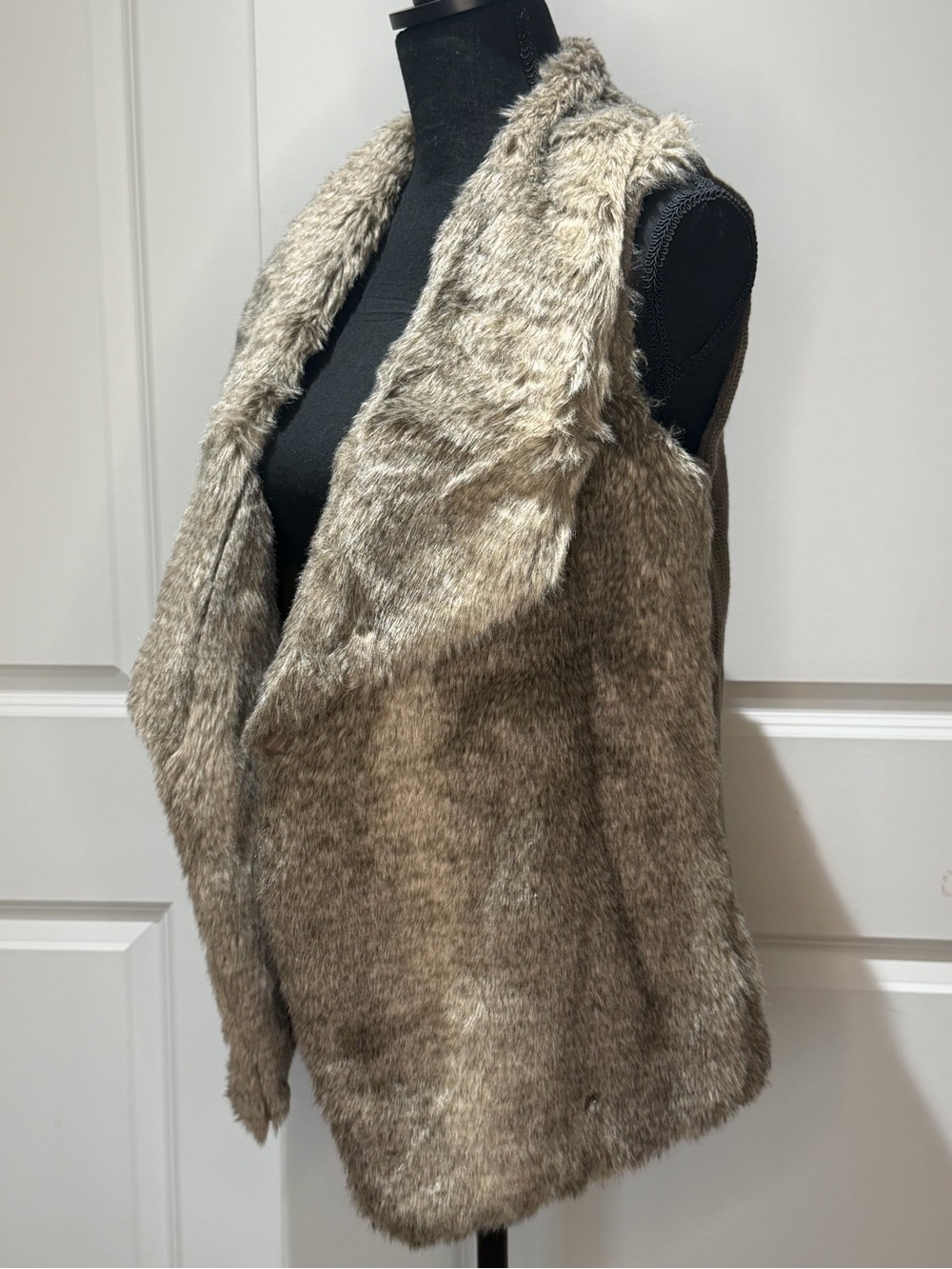 Maurices Plush Faux Fur Vest in Taupe Brown